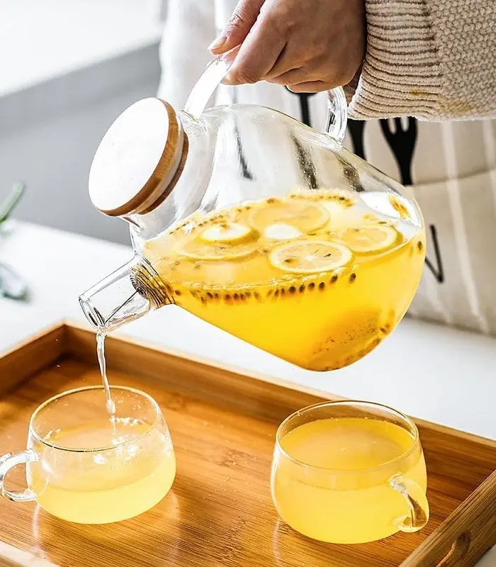 Teapot with Removable Filter Spout and Bamboo Lid.