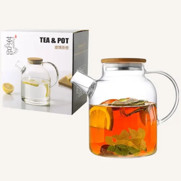 Teapot with Removable Filter Spout and Bamboo Lid.