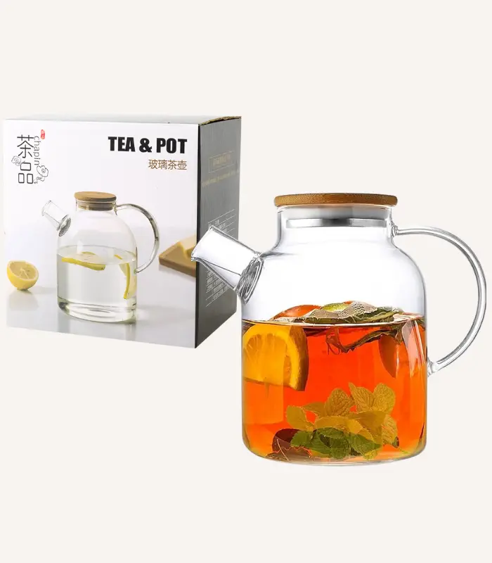 Teapot with Removable Filter Spout and Bamboo Lid.