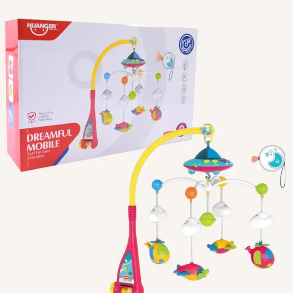 Baby Crib Mobile With Soothing Music & Colorful Hanging Toys.