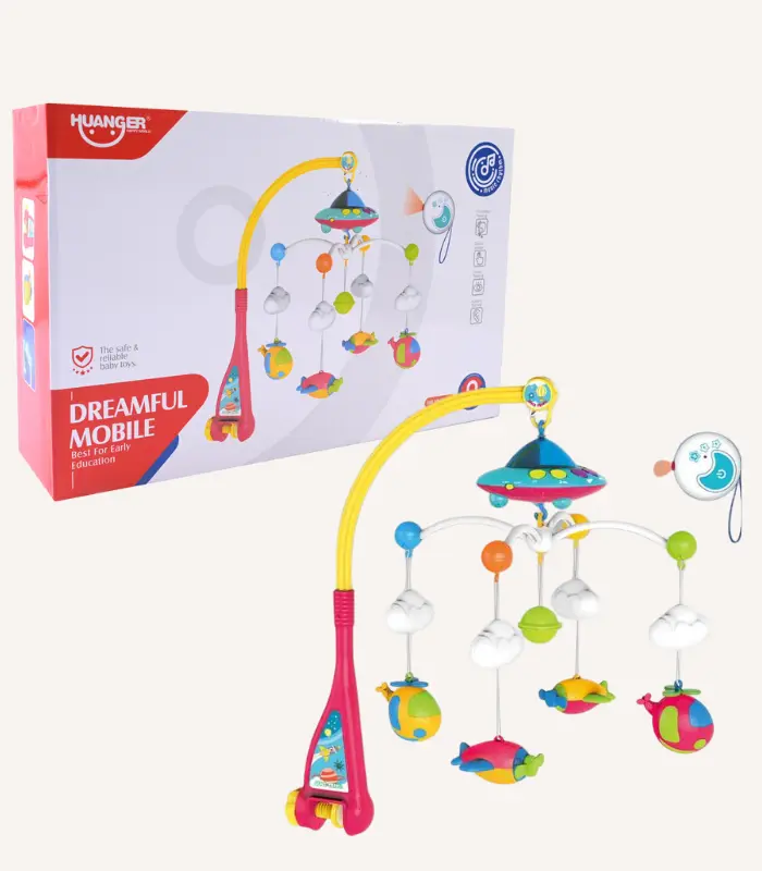 Baby Crib Mobile With Soothing Music & Colorful Hanging Toys.