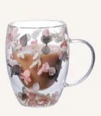 Double Wall Glass Mug with Dry Flowers.