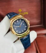 Patek Philippe Nautilus Leather Strap Watch.