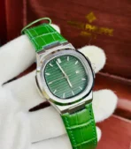 Patek Philippe Nautilus Leather Strap Watch.