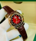 Rolex Day-Date Watch || Leather Strap