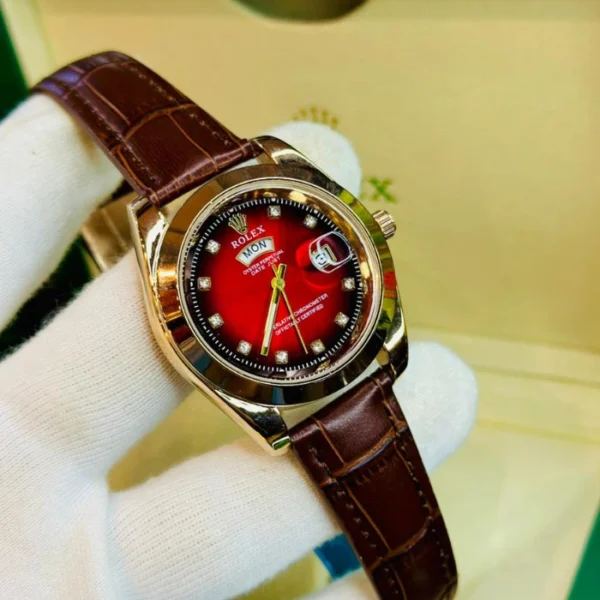 Rolex Day-Date Watch || Leather Strap