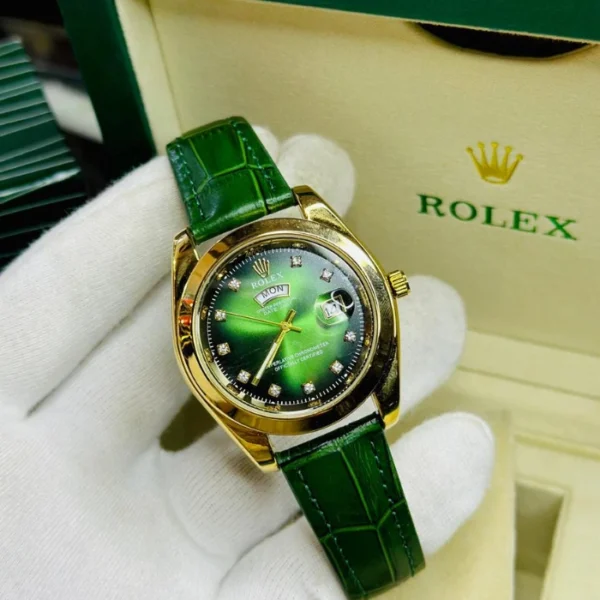 Rolex Day-Date Watch || Leather Strap