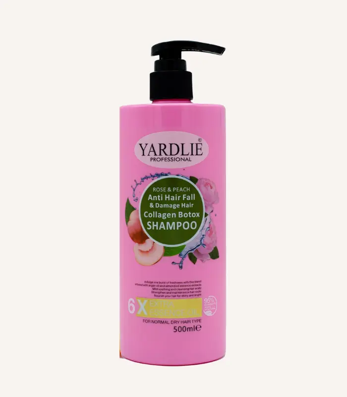 Yardlie Rose & Peach Shampoo – Collagen Botox || Anti Hair Fall || Damaged Hair Repair || 500ml