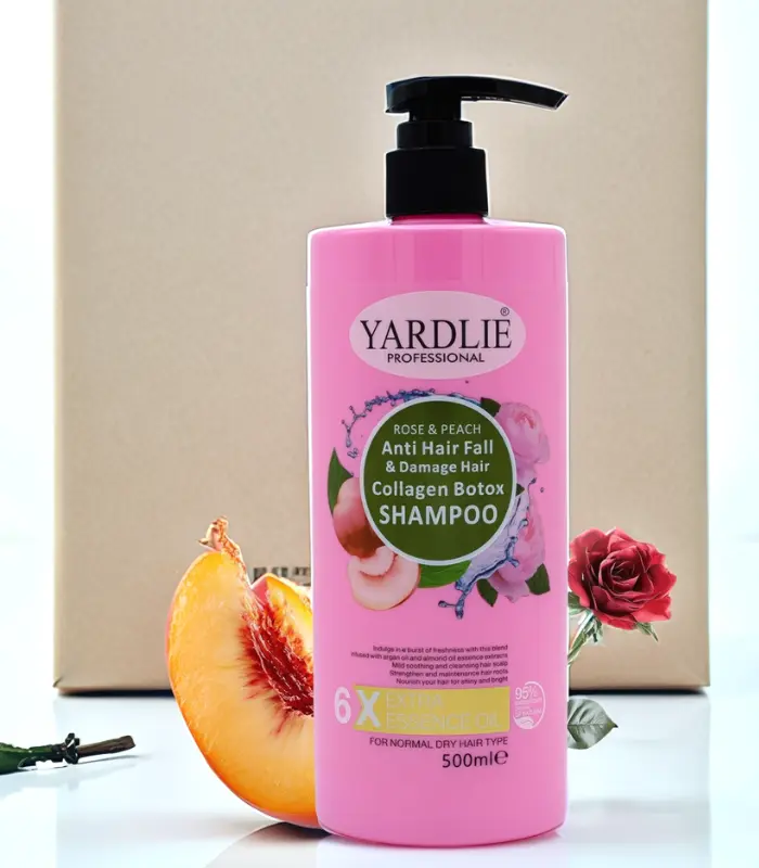 Yardlie Rose & Peach Shampoo – Collagen Botox || Anti Hair Fall || Damaged Hair Repair || 500ml